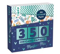 350 Origami Papers, Pattern Mix: 350 Folding Papers (14 x 14 cm, 80 g/m²), in 25 Designs, 50 of which Papers with Metallic Foil, 20 Pages Origami Basic Course, Soft Cover