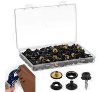 350 Pcs Copper Button Snap Kit with Storage Box, 100 Sets Snap Fasteners for Fabric, Press Buttons for Boat Cover Repair, Home and Marine Applications, Metal Fastening Hardware