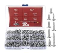 350 Pcs Self Tapping Screws Kit, Rust-Proof M3-M4.8 Assorted Pan Head Phillips Screws, Metal Wood Self-Drilling Machine Screws with Storage Box, Cross Washer Head Fasteners Set (8 Sizes)