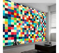 350 x 256 cm Photo Wallpaper Abstract Square Color Vitality Non-Woven Premium Art Print Fleece Wall Mural Decoration Color, Wallpaper Mural Wall Art for Living Room Bedroom Children's Room