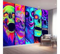 350 X 256 Cm Photo Wallpaper Gothic Style Premium Wall Mural Poster - Purple Skull Fantasy Non-Woven Large Decorative Wallpaper for Children's Room Living Room Home