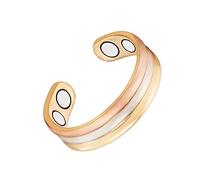 3500 Gauss Magnetic Women's Ring, 99.99% Pure Copper Magnetic Ring, Classic Elegant Three-Tone Ring with 4 Magnets (A)