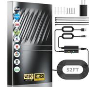 3500+ Miles TV Antenna,2025 Strongest Digital Antenna for Smart/Old TVs Indoor Outdoor,360° Long Range Reception HD Antenna with Amplifier Signal Booster for Local Channels-52ft Coax Cable-8K 4K 1080p