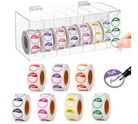 3500 PCS 7 Days of The Week Stickers 1 Inch Sticker Roll Dispenser Holder Acrylic Day Dot Dispenser Food Date Labels Stickers Monday to Sunday for Kitchen Restaurant Expiration Date