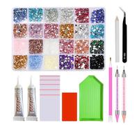 3500 Pcs Nail Art Resin Jelly Rhinestones,24 Colors 3mm-4mm Bedazzling Gems Kit Include 2 Pcs 5g Gem Glue/Nail Rhinestone Picker/Diamond Painting Tools for DIY Crafts Clothes Shoes.