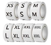 3500 Pieces Clothing Size Round Sticker, 1"inch Circle Clothes Size Labels, 7 Rolls 500 pieces/roll Self Adhesive Apparel Sizing Tags for T Shirts Trousers Skirt Retail (XS S M L XL XXL XXXL, 2.5 cm)