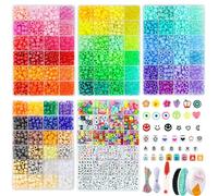 3500 Pony Beads Set 96 Colors, 1000pcs Letter Bead with Evil Eye and Charms, Kandi Beads for Bracelet Making Kit, DIY Craft Hair Braid for Jewelry Necklaces Craft, with Bracelet String