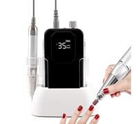 35000rpm Rechargeable Coreless Motor, 2500mah Battery Capacity Quiet No Noise Solid Color Nail Drill Machine with Power Charging Station,A3