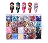 3500PCS 24 Grid Resin Drill Dream AB Flat Bottom Resin Drill Jewelry Violent Bear Stick Nail Decoration DIY Jewelry 12 Mixed Color Flat Back Gems Round Shape Crystals 10