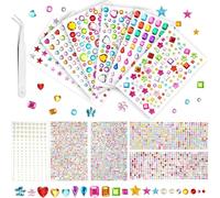 3500Pcs Gem Stickers, Self Adhesive Gems for Crafting, Glitter Stickers with Tweezer, Colorful Stick on Gem for DIY Craft Face Hair