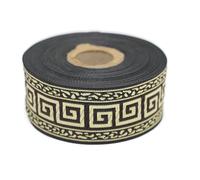 35060 10 m 35 mm Brown and Gold Woven Jacquard Ribbon with Greek Key Pattern Rolls Tape Tape Fabric Embroidered Craft Clothing Haberdashery Leisure Creative Decoration Sewing Medieval