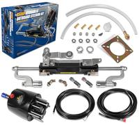 350HP Boat Outboard Hydraulic Steering System Kit Fits for Yamaha/Suzuki/Honda/Mercury/Nissan/Tohatsu, Including Hydraulic Steering Cylinder, Helm Pump and Cuttable Hose