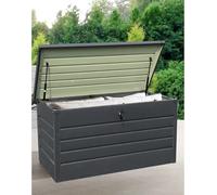 350L Extra Strong Metal Garden Storage Box, Outdoor Deck Box with Lock, Grey