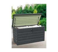 350L Extra Strong Metal Garden Storage Box - Weatherproof Outdoor Storage Chest with Lock & Hinged Lid - Durable Steel Design for Tools, Cushions & Accessories