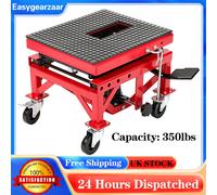 350lbs Motorbike ATV Hydraulic Motorcycle With 4 Wheel Red Bike Lift Scissor