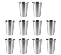 350ML 10Pc Polished Stainless Steel Cups for Hot or Cold Drinks Stackable for Easy Storage on Trips and Outings