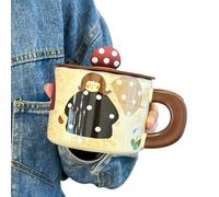 350ml/12oz Chinese household simple cute mushroom wave cup with lid-mushroom wave point