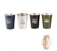 350ml 4 Piece Camping Cup Set for Hiking Outdoor Use Stackable Stainless Steel Cups Made of 304 Material with Convenient Storage Bag (350ml four colors)