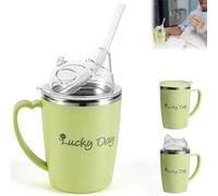 350ml Adult Sippy Cups for the Elderly Non Spill with Lid and 30cm Straw, 3-in-1 Sippy Cup for Adults, Anti Choke Spill Proof Cups, Stainless Steel Dysphagia Beakers for Disabled Patient Drinking Aids