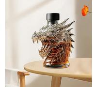 350ML Dragon Whiskey Decanter | 3D Artistic Glass Decanter Decor | Novelty Liquor Container | Dragon Head Glass Liquor Bottle for Men, Collectors, Father's Day, Party, Wedding