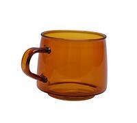 350ml Glass Coffee Cup, Borosilicate Glass Mug with Handle for Hot Cold Drink, Latte, Cappuccino, Tea, Juice and Beer, Home and Cafe (Amber)