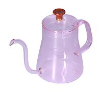 350ml Gooseneck Coffee Tea Kettle, Large Capacity Long Spout Glass Coffee Pot Pour Over Water Kettle for Homemade Beverage, Juice, Hot Tea and Milk (Roseate)