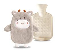 350ml Hot Water Bottle with Soft Cover,Mini Kids Hot Water Bottle Cute Animal,for Neck,Shoulder,Hand Feet Warmer,Adult and Children (A)