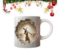 350ml Jesus Ceramic Mug, Jesus Crosses Ceramic Mug, Jesus Crosses Ceramic Coffee Mug, Jesus Tea Milk Cup Christian Coffee Mugs for Friends Coworker