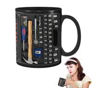 350ml Mechanic Black Mug with Handle | Funny Black Ceramic Tea Cup,Large Toolbox Coffee Cup Tea Mug, Microwave & Dishwasher Safe Tea Cups for Engineer, Men, Him, Dad
