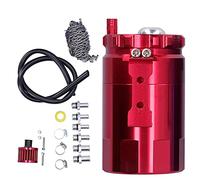350ml Oil Catch Can Kit, Universal Oil Reservoir for Most Cars and Motorcycles, Aluminum Alloy Engine Oil Catch Tank with Leak - Proof Design, Includes Rubber Tube, Filter Element (Red)