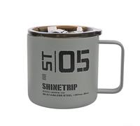 350ml portable camping coffee cup with handle dustproof cover double layer 304 stainless steel mug for outdoor activities and secure grip (grey 2)