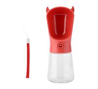 350ML Portable Dog Cat Pet Water Cup, Devil Shaped Drinking Bottle Feeder, Travel Outdoor Water Dispenser with Silicone Seal Ring, One - Hand Button Design for Small Pets (Red)