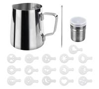 350ml Stainless Steel Milk Jug with Measuring Indicator Barista Accessories Coffee Jug Milk Cream Milk Frother Stainless Steel Latte Pen Cappuccino Stencil
