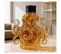 350ML Whiskey Decanter Wine Bottles Art Statue Figurine - 3D Octopus Shape Whiskey Decanter, Beautiful Engraved Glass Wine Bottle, Creative Animal Theme Barware(B)