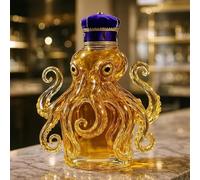 350ML Whiskey Decanter Wine Bottles Art Statue Figurine - Glass Bottle Creative Animal Theme Wines Set, 3D Octopus Whiskey Wine Bottle, Home Bar Whiskey Decanter Centerpiece(B)
