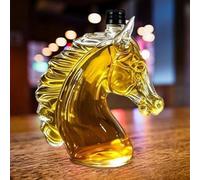 350ml Whisky Decanter with Stopper Horse Shaped Practical Drink Dispenser Glass Decanter for Birthday Party Men Dad Husband