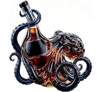 350ML Wine Decanter Bottle,Octopus Whisky Decanter,3D Artistic Deep Sea Tentacle Sculpture Borosilicate Glass Liquid Bottle,Unique Home Bar Decor Collectiable Gift for Men Marine Lovers