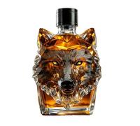 350ml Wolf Head Whiskey Bottle, Animal Art Statue Sculpture Bottles, 2025 New Glass Animal Whiskey Decanter Collectibles Gift for Home Bar
