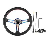 350mm 14in Racing Steering Wheel, Half Dish Black Perforated Leather, 6 - Bolt Design - Lightweight Aluminum Frame, Enhanced Grip and Control, Universal Fit for Cars