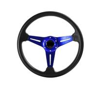 350mm/14Inch Sport Steering Wheel Aluminium+PU Drift Simulation Racing Game Steering Wheel Universal(Blue)