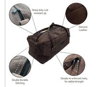 350mm Heavy Duty Leather Contractors Tool Bag Zipper Fastening