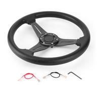 350mm Racing Car Drifting Steering Wheel, Universal Sport Steering Wheel, 14in Aluminum Alloy + PU Retro Fit Replacement with Harness and Wrench for Most Vehicles (Black)