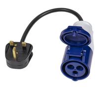 350mm Trailing Socket & Cable Set - 13A Uk Plug & 16A 2P+E Plug Socket - 230V