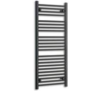 350mm Wide Black Heated Towel Rail Straight Flat Bathroom Warmer Radiator Rack Central Heating Turkish Zone (350mm x 1200mm)
