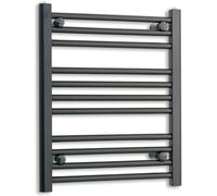 350mm Wide Black Heated Towel Rail Straight Flat Bathroom Warmer Radiator Rack Central Heating Turkish Zone (350mm x 600mm)