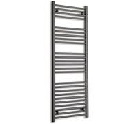 350mm Wide Black Heated Towel Rail Straight Flat Bathroom Warmer Radiator Rack Central Heating Turkish Zone (350mm x 1400mm)