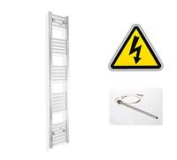 350mm wide x 1600mm high Prefilled Electric Heated Towel Rail Radiator Flat Chrome Bathroom Warmer