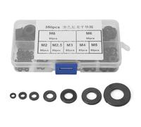 350pcs Black Nylon Plastic Washer Flat Gasket Ring