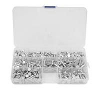 350Pcs M4 Solid Aluminum Rivets, M4x4/6/8/10/12/16/20mm Flat Head Assortment Kit with Storage Box for Furniture, Machinery, Aviation