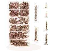 350pcs Self Tapping Wood Screws,Self Drilling Screws,Cross Pan Head Drywall Screws,Flat Head Screws for Wood for Door Hinges, Repairs, DIY Project-M3/M4